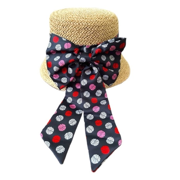 Women’s Authentic Disney Minnie Mouse Straw Hat with Polka Dot Ribbon - NWT - Picture 2 of 8